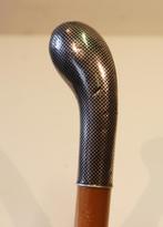 Antieke wandelstok met Niello zilveren heft, Antiek en Kunst, Ophalen of Verzenden, Zilver