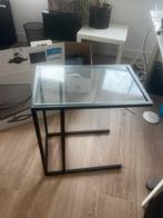 Bijzettafel met glazen blad – metaal zwart – strak design, Huis en Inrichting, Tafels | Bijzettafels, Minder dan 55 cm, Metaal of Aluminium