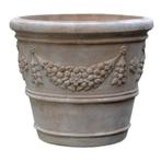 Florentine met druivenrank grote degelijke potten, Nieuw, 40 tot 70 cm, Terracotta, Rond