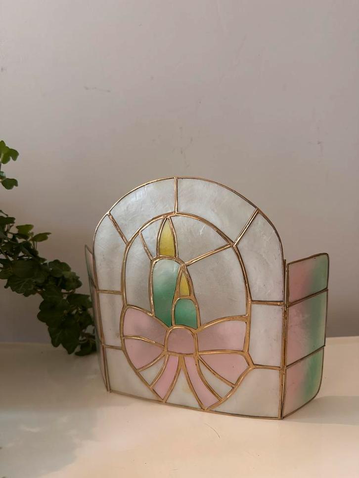 Glas in lood windlicht voor waxinelichtje, Diversen, Kerst, Gebruikt, Ophalen of Verzenden