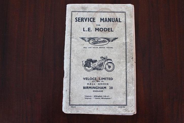 Velocette model LE 1956 motorcycle service manual, Motoren, Handleidingen en Instructieboekjes, Yamaha, Ophalen of Verzenden