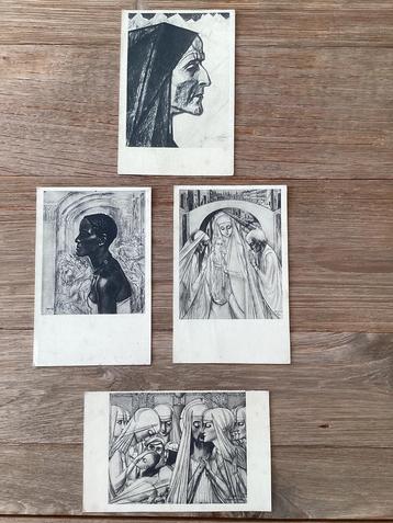 Jan Toorop - 4 (+ meer) - oude kunstkaarten - antiek vintage beschikbaar voor biedingen