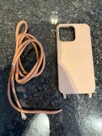 Hoesje cover Apple iPhone 14 pro max met koord bruin creme, Ophalen of Verzenden