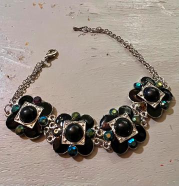 Vintage strass zwart Aurora borealis costume jewelry arnband beschikbaar voor biedingen