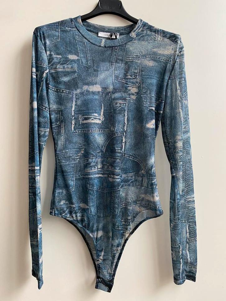 LUMINA mesh body jeansblauw of grijs, Kleding | Dames, Tops, Nieuw, Lange mouw, Verzenden