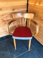 Twee antieke houten stoelen met rode zitting 🪑, Huis en Inrichting, Stoelen, Ophalen of Verzenden, Zo goed als nieuw, Bruin, Twee