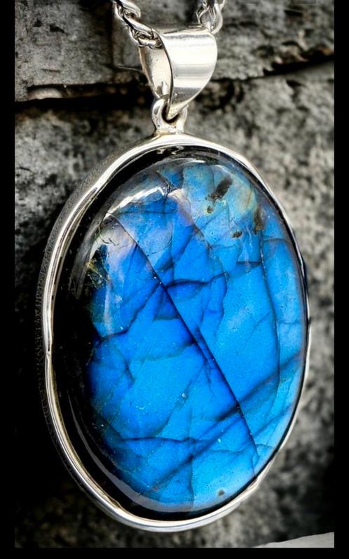 Prachtige zilveren hanger met Labradoriet., Sieraden, Tassen en Uiterlijk, Kettinghangers, Nieuw, Zilver, Blauw, Overige voorstellingen