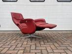 Nette draaibare rode leren relax fauteuil / relax stoel, Ophalen, Minder dan 75 cm, Zo goed als nieuw, Nvt
