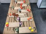 Serveerplankje eiken / Leer  dienblaadjes voor op tuintafel, Ophalen of Verzenden, Zo goed als nieuw, Hout