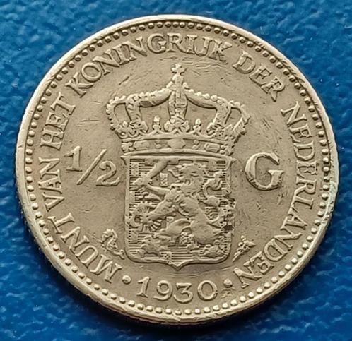 1/2 gulden 1930 - Wilhelmina, Postzegels en Munten, Munten | Nederland, Losse munt, ½ gulden, Koningin Wilhelmina, Zilver, Verzenden