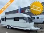 Hobby Prestige 650 UFF Queensbed, rondzit 2025, Caravans en Kamperen, Caravans, Rondzit, 7 tot 8 meter, Bedrijf, Overige typen