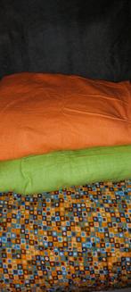 1 ongebruikte flanellen laken groen(oranje verkocht), Groen, Ophalen of Verzenden, Zo goed als nieuw, Tweepersoons