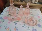 Vintage roze persglazen kaptafel set foto 1 t/m 5