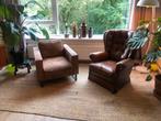 Leren stoelen set + vloerkleed, Huis en Inrichting, Fauteuils, Ophalen of Verzenden, Gebruikt, Leer, 75 tot 100 cm