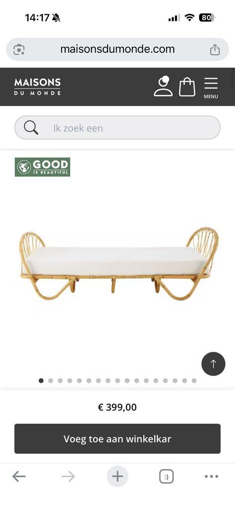 Leuk rotan bed, Huis en Inrichting, Slaapkamer | Bedden, Gebruikt, Eenpersoons, Hout, Ophalen of Verzenden