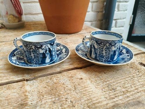 Twee kop en schotel Lange Lijs - circa 1900, Antiek en Kunst, Antiek | Servies los, Ophalen of Verzenden