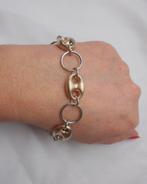 Zilveren armband met rosé goud vergulde schakels nr.389