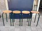 4x stoere industriele kruk groen, stapelbaar, Antiek en Kunst, Ophalen