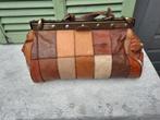 FRANSE  LEREN VINTAGE PATCHWORK TAS, Sieraden, Tassen en Uiterlijk, Tassen | Damestassen, Handtas, Gebruikt, Ophalen of Verzenden