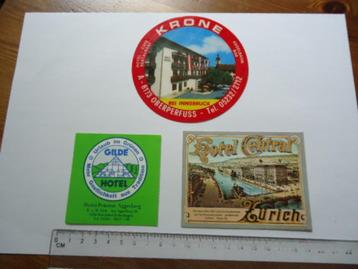 sticker oud Hotel Zurich Central Krone oberfuss vintage gild beschikbaar voor biedingen