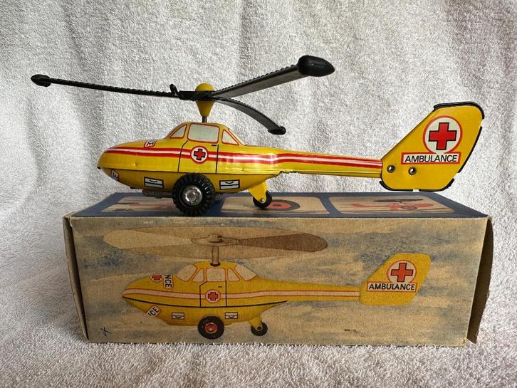 Vintage Helikopter blikken speelgoed Ambulance ('70), Antiek en Kunst, Antiek | Speelgoed, Ophalen of Verzenden