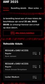 2x AMF Amsterdam Music Festival Tickets Early Access+ kluis, Tickets en Kaartjes, Twee personen