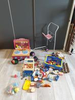 houten kookplaat metalen winkelwagentje kassa boodschappen, Kinderen en Baby's, Speelgoed | Houten speelgoed, Ophalen, Gebruikt