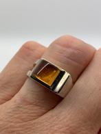 T288 Prachtige zilveren ring barnsteen maat 17,5, Ophalen of Verzenden, X, Met edelsteen, Dame