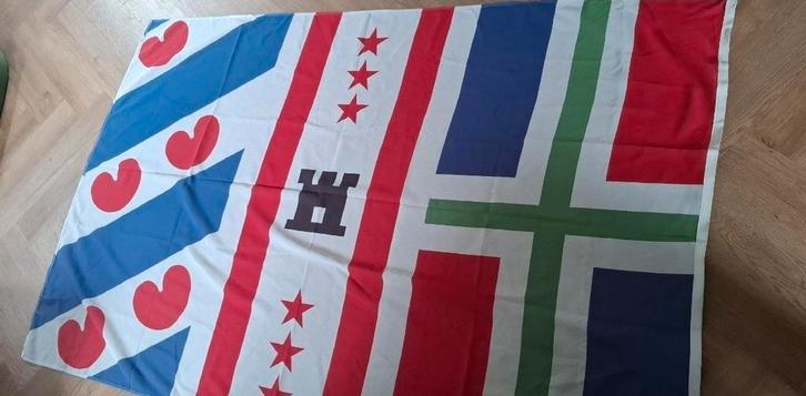 UNIEK* Grote vlag van de 3 noordelijke provincies Gr/Dr/Fr, Diversen, Vlaggen en Wimpels, Zo goed als nieuw, Ophalen of Verzenden