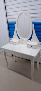 Witte kaptafel met spiegel, Huis en Inrichting, Tafels | Kaptafels, Ophalen, Gebruikt, 100 tot 150 cm, 50 tot 100 cm