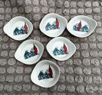 Set van 6 Schaaltjes/thee-tipjes met huisjes 6x7,5 cm, Ophalen of Verzenden, Nieuw, Porselein, Overige typen
