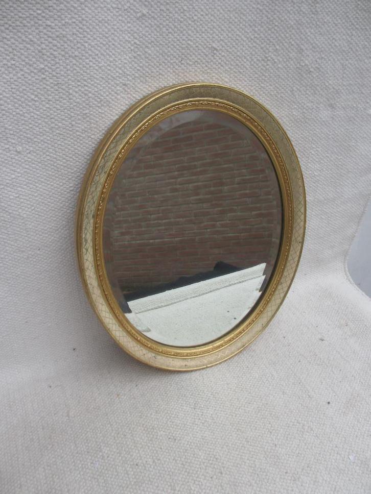 Vintage Franse ovale spiegel jaren 50, Huis en Inrichting, Woonaccessoires | Spiegels, Gebruikt, Minder dan 50 cm, Minder dan 100 cm
