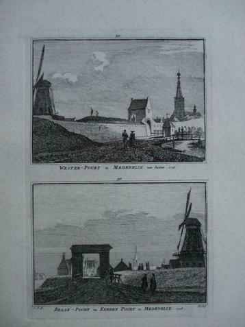 355-356 /Medemblik  Wester en Braakpoort   Kopergravure 1752 beschikbaar voor biedingen