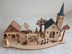 Houten kerstdorp met verlichting op bat terijen, Ophalen of Verzenden, Nieuw
