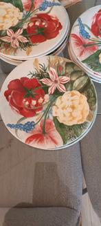 Gien France Voluphe Gebakstel 12-delig, Gebruikt, Porselein of Keramiek, Schaal, Rond