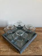 Plateau met Vaasjes., Huis en Inrichting, Overige kleuren, Ophalen of Verzenden, Minder dan 50 cm, Glas