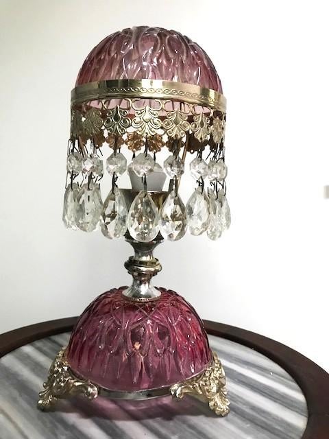Boudoirlamp roze geslepen kristal & zilveren frame ✨😍💎🎁👌, Ophalen of Verzenden