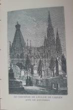 26/ Brussel Le Cimetière de L'Eglise Laeken Houtgravure 1892, Antiek en Kunst, Ophalen of Verzenden