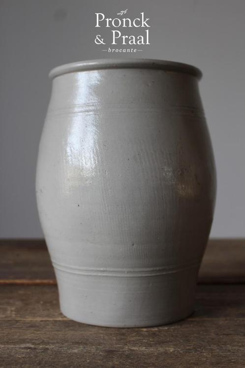 Oude Franse brocante aardewerk pot grijs *Pronck & Praal*, Antiek en Kunst, Curiosa en Brocante, Ophalen of Verzenden