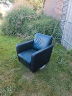 Zwart leren stoel fauteuil, Huis en Inrichting, Ophalen of Verzenden, Gebruikt, 50 tot 75 cm