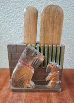 Art Deco houten Scottie dogs (Terriërs) borstelhouder, Ophalen of Verzenden