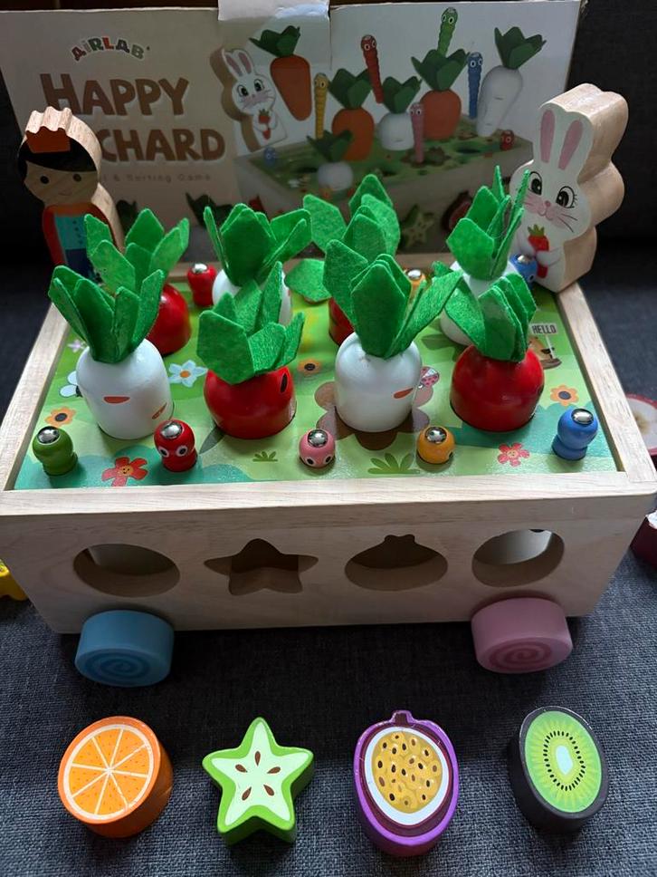 Houten Speelgoed Konijn met Wortels - Airlab, Kinderen en Baby's, Speelgoed | Houten speelgoed, Zo goed als nieuw, Overige typen