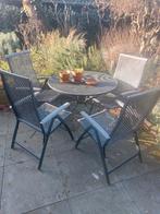 tuinset, terrasset, ijzeren tafel met 4 (klap)stoelen, Tuin en Terras, Ophalen, Gebruikt, Tuinset, Eettafel