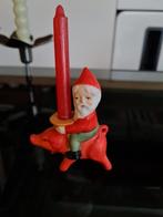 Vintage zweedse kandelaar, tomte op varken, porselein, kerst, Diversen, Ophalen of Verzenden, Zo goed als nieuw