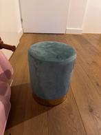 Groene velvet poef, Minder dan 50 cm, Rond, Ophalen of Verzenden, Zo goed als nieuw