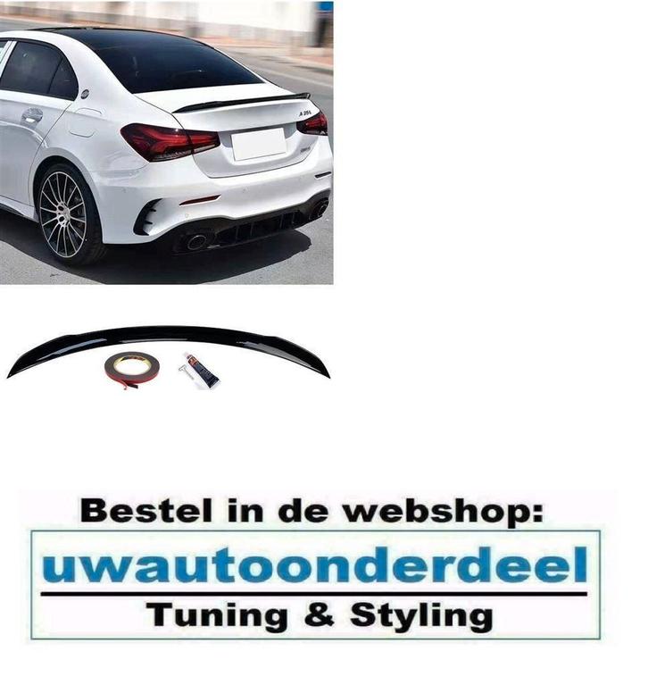 Spoiler Achterklep glans Zwart Voor MB A Klasse LIMO W177 V1, Auto diversen, Tuning en Styling, Ophalen of Verzenden