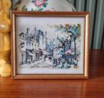 Litho / aquarel? Parijs in vintage lijstje, Antiek en Kunst, Ophalen of Verzenden