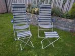 Te koop: camping/ tuinstoelen met 2 krukjes, Caravans en Kamperen, Kampeermeubelen, Ophalen, Gebruikt, Campingstoel