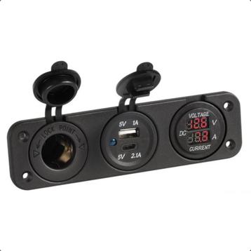 Digitale voltmeter ampèremeter, USB-A, USB-C 12V stopcontact beschikbaar voor biedingen