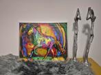 Canvas schilderij kleurrijk paard dier op nummer wanddeco, Ophalen of Verzenden